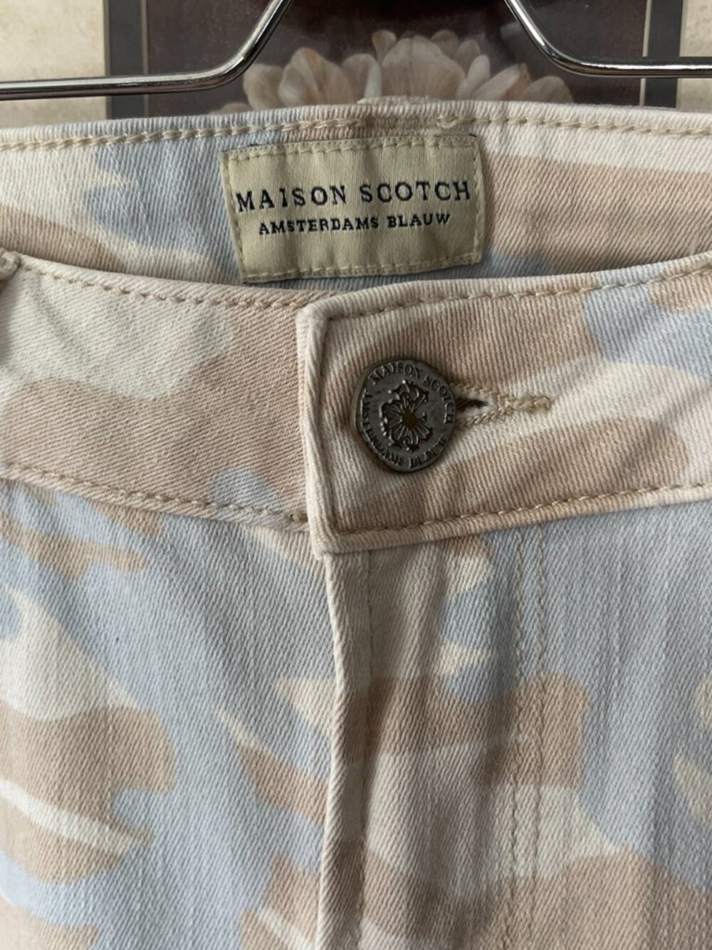 Maison Scotch Women’s 28 Regular Beige Camo Skinny Ankle Zip La Bohemienne - Picture 7 of 8